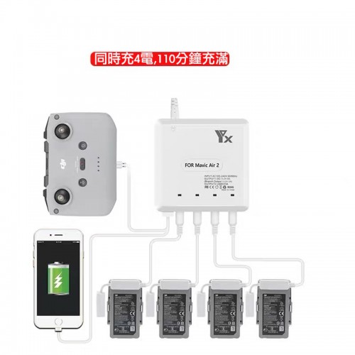 Yx Mavic Air2 Battery Charing Hub 充電管家 (同時充4電,110分鐘充滿)